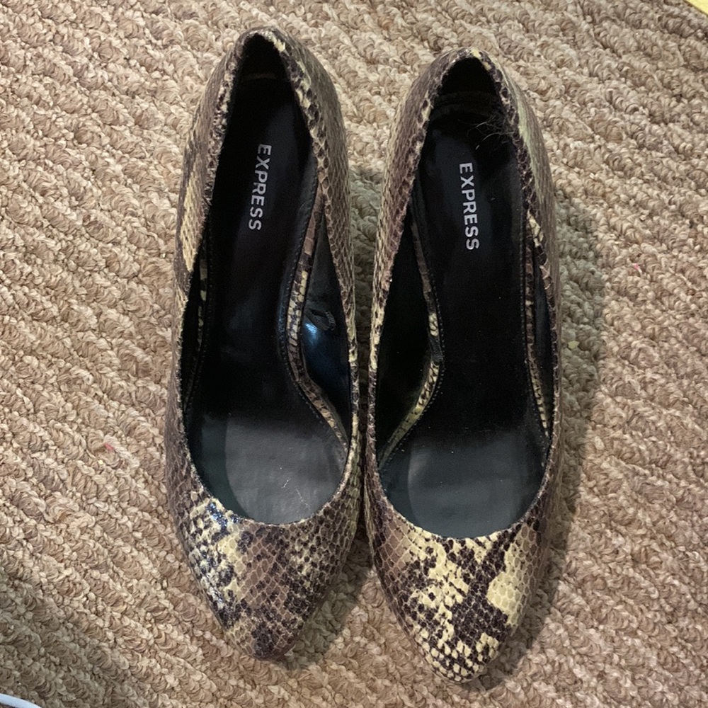 Snake skin print wedge heels